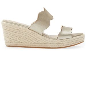 Pelle Moda Womens 'Krew' Espadrille Wedge Slide Sandal in platinum gold. NWT